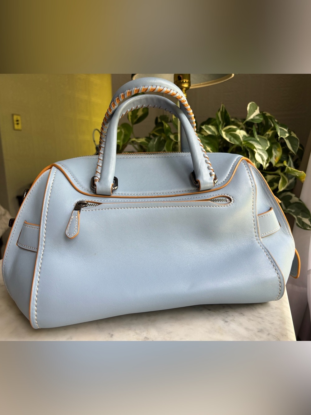Coach Ace Satchel Cornflower Blue Leather - Picture 2 of 12
